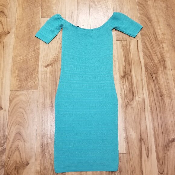 New Torn by Ronny Kobo Barbiecore Knit Mini Dress Off The Shoulder Bodycon XS - Picture 8 of 13